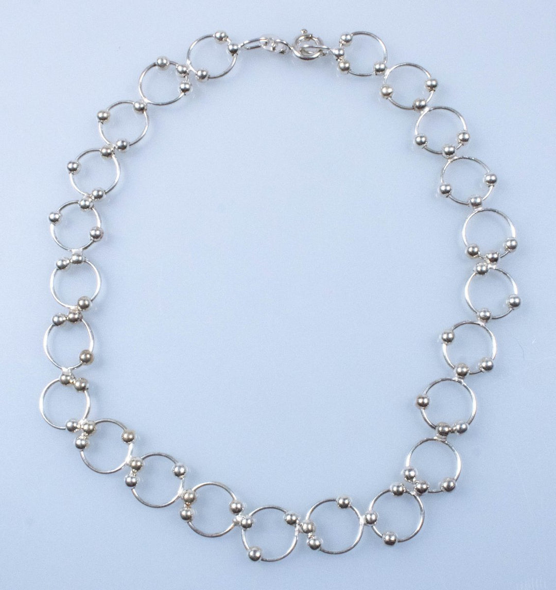 Vintage Sterling Silver Large Thin Rolo Rings with Silver Beads Anklet! [Size 9.5"]