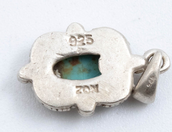 Vintage Sterling Silver Abstract Pendant With Oval Turquoise!