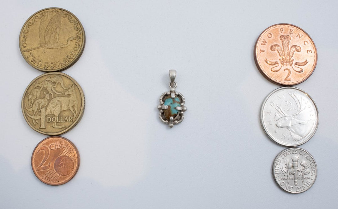 Vintage Sterling Silver Abstract Pendant With Oval Turquoise!