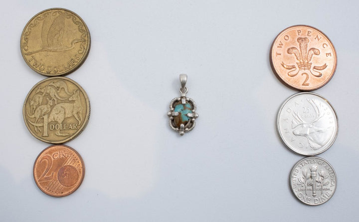 Vintage Sterling Silver Abstract Pendant With Oval Turquoise!