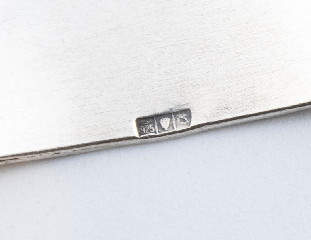 Vintage Sterling Silver Heavy Rectangular &amp; Concave Pendant With Tread Designs!