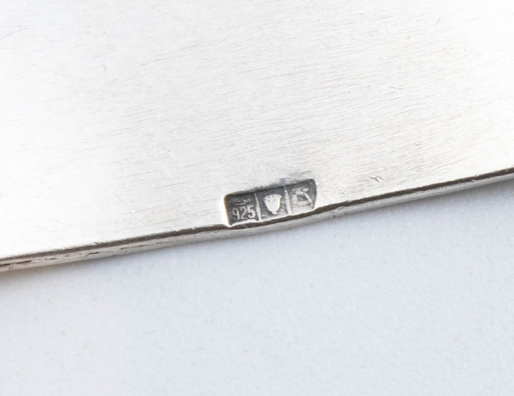 Vintage Sterling Silver Heavy Rectangular &amp; Concave Pendant With Tread Designs!