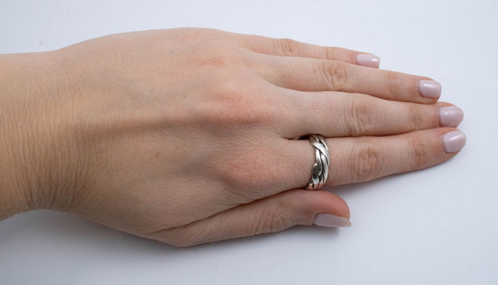 Vintage Sterling Silver Intertwined &amp; Twisted Band! [Size 8.5 US] Made in Mexico - 47Silver - 