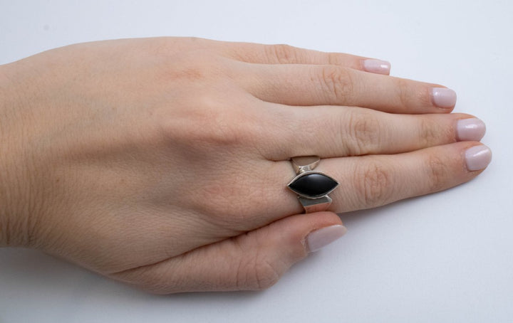 Vintage Sterling Silver Ring With Oval Green Stone! [Size 6.5 US]