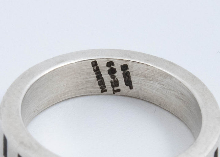 Vintage Sterling Silver Thick Band Etched Rectangles! [Size 7.75 US] Made in Mexico