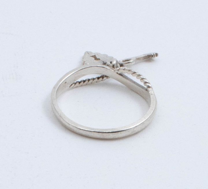 Vintage Sterling Silver Thin Infinity Band With Heart &amp; Lock! [Size 5.5 US]