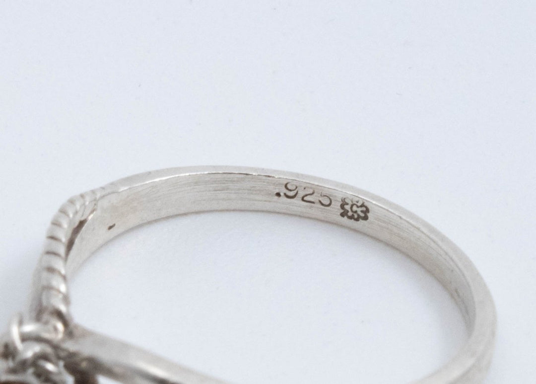 Vintage Sterling Silver Thin Infinity Band With Heart &amp; Lock! [Size 5.5 US]