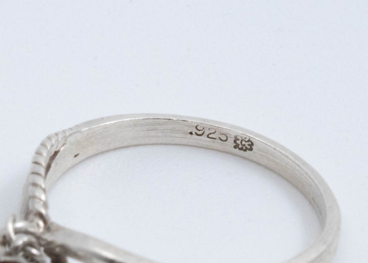 Vintage Sterling Silver Thin Infinity Band With Heart &amp; Lock! [Size 5.5 US]